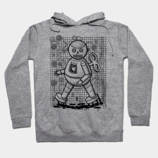 Clockwork Robot with Human Heart (Black outline) Hoodie